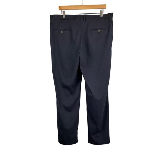 Haggar Mens 36x30 Premium Stretch Dress Pants Straight Fit Navy Polyester & Visc - Picture 2 of 6